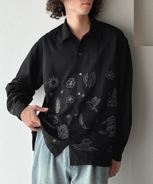 【Classical Origin】刺繍で魅せる存在感。オリジン刺繍キャンプカラーシャツ／Origin Embroidered Camp Collar Shirt co1150053