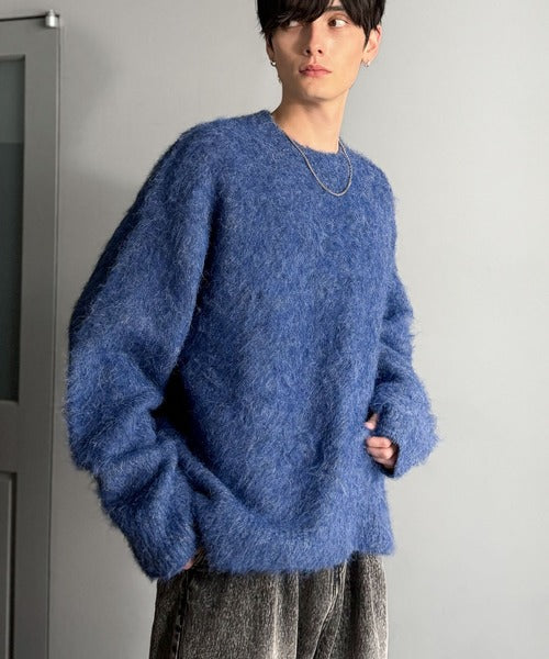 【Classical Origin】「深みのある1着。」ミックスシャギー素材クルーネックセーター／Mixed Shaggy Crew Neck Sweater co0780010