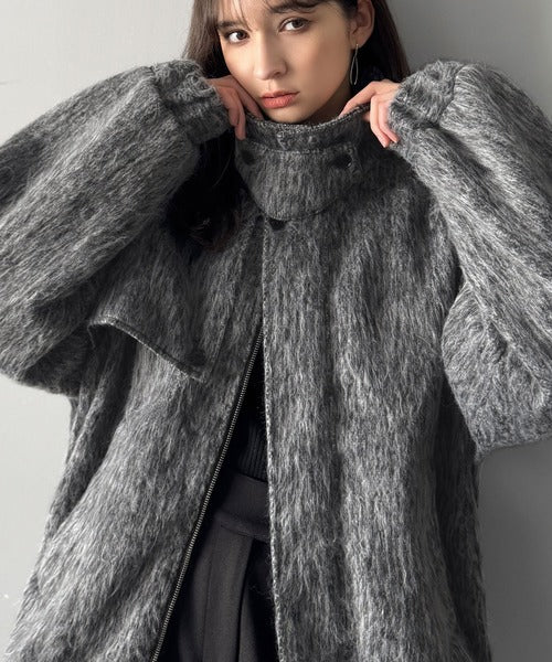 シャギーファー素材2way襟デザインブルゾン／Shaggy Fur 2-Way Collar Design Blouson co1150082