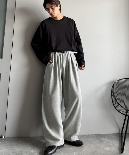 【Classical Origin】「まるでスラックス！」ベルトループ付き2タックバルーンシルエットスウェットパンツ/2-pleat balloon silhouette sweatpants co0780005