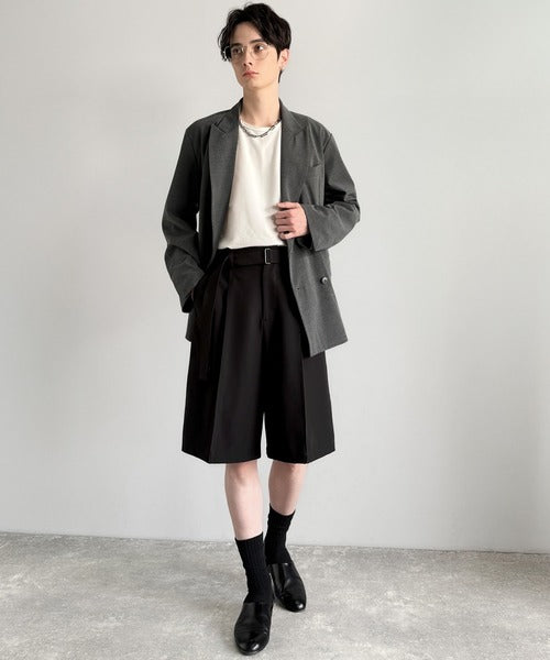 「涼やか上品。」ベルト付きルーズシルエットショートスラックス／Belted Design Loose Silhouette Short Slacks co1150020