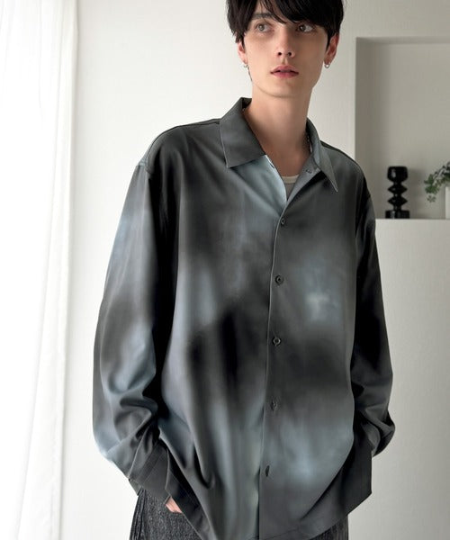 【Classical Origin】「都会的スタイル」。総柄ドレープキャンプカラーシャツ（長袖）/Relaxed Drape All-Over Pattern Camp Collar Shirt co1150039