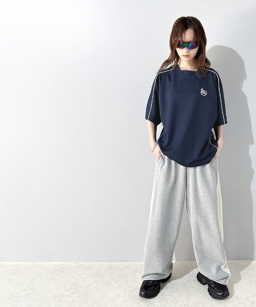 《Javaジャバコラボ》シンプルなのに格上げ。ライン入り胸刺繍サッカーTシャツ sp1010281
