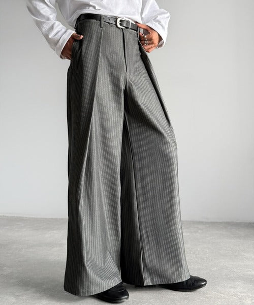 【Classical Origin】「袴型立体シルエット。」インタックワイドフレアスラックス／In-Tuck Design Wide Flared Pants co1150055