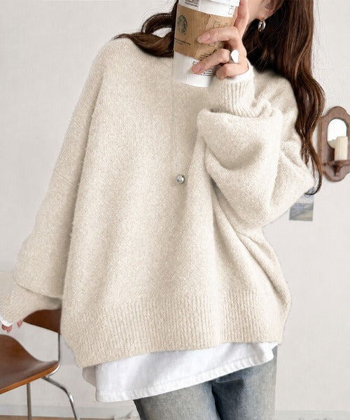 ゆったりふわもちの癒しアイテム。コクーンシルエットミックスニット ce1020152