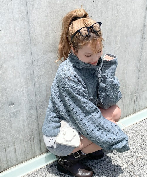 【mily bilet】カジュアルだけど可愛らしい。柄編みハーフジップニット mi1029064