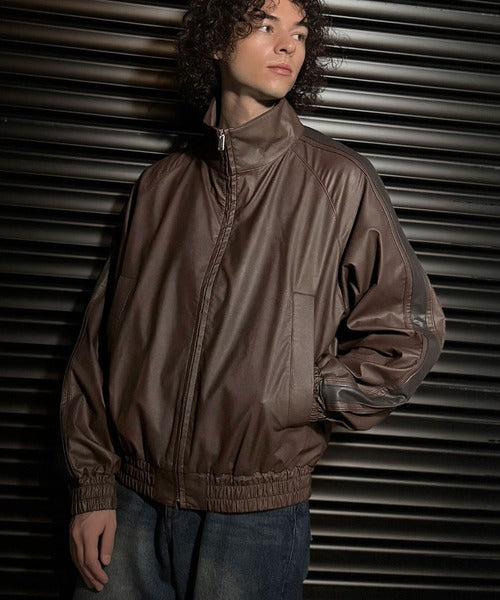 【Classical Origin】High-Neck Leather Track Jacket／ハイネックレザートラックジャケット co1150040