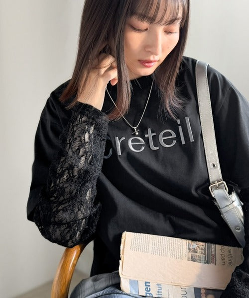 レースでカジュアルの中に女性らしさをプラス!レイヤード風レース袖ドッキングTシャツ（レース柄アソート） ce1010561