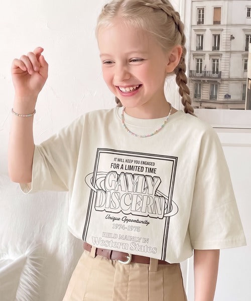【キッズ】《JaVaジャバコラボ》親子お揃い リンクコーデできちゃう！前後2way 綿100％ロゴプリントTシャツ(半袖) jk1050136