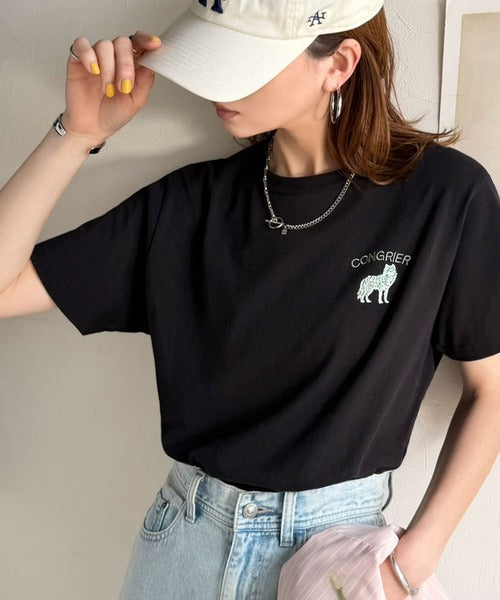 《JaVa ジャバコラボ》大人の遊び心をプラス。綿100％オオカミ刺繍Tシャツ（半袖） jv1330074