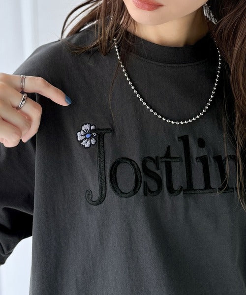 ナチュラルな中に、さりげない華。綿100％ロゴ×フラワー刺繍ビッグTシャツ（半袖） ce1260485