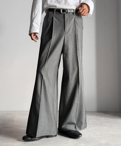 【Classical Origin】「美しい落ち感。」 ワンタックセンタープレスフレアスラックス／One-tuck center-pressed flared slacks co1150042