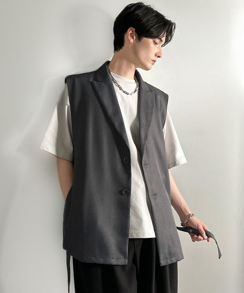 「日常をアップデート。」ピークドラペル仕様エレガントセミロングベスト／Peak Lapel Elegant Semi-Long Vest co1010009