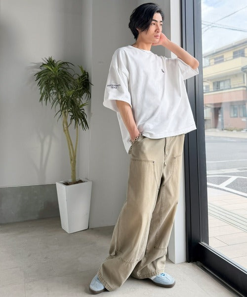 《JaVaジャバコラボ》【吸水速乾機能付き】しっかり厚地素材でもサラッと快適。フレンチブルドッグ刺繍 ミニ裏毛 スウェットライクTシャツ jo1150096