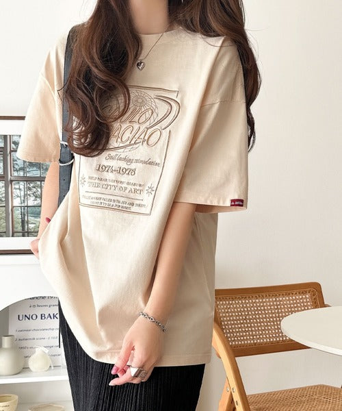 《JaVaジャバコラボ》シンプル派にも推したい！綿100％グラフィック刺繍Tシャツ（半袖） jv1050356