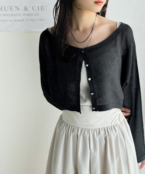 【mily bilet】上品さと可愛らしさを兼ね備えた、オフショル２WAYラメシアーニットアンサンブル（カーディガンセット） mi1029105