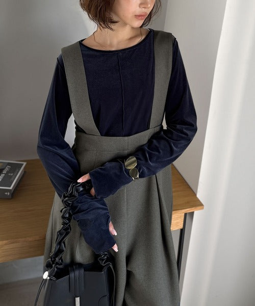 楽にシルエット美人。ワンタックワイドシルエットサロペットパンツ ce1265022