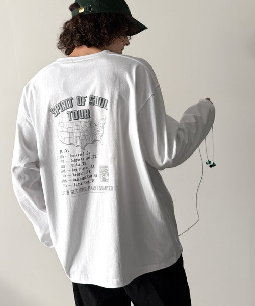 《JaVaジャバコラボ》「前後抜かりなし。」綿100%レコード盤レトロツアーロゴTシャツ（長袖） jo1150065