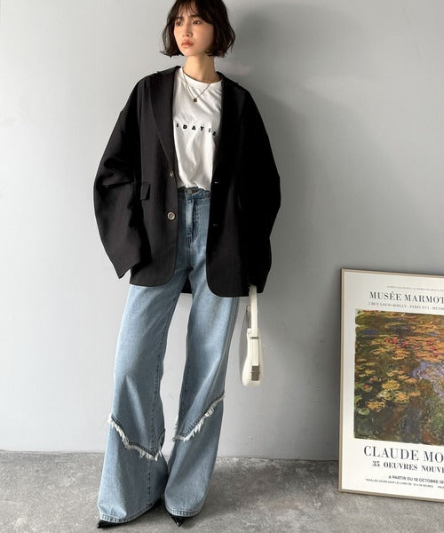【classical origin】「際立つ、風格。」袖タックオーバーサイズジャケット（長袖）／Tucked sleeves oversized jacket ao1265014