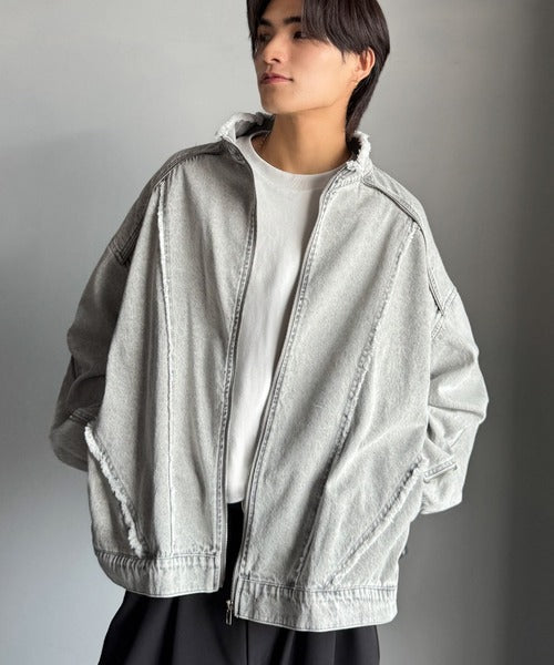 【Classical Origin】「都会的スタイル。」綿100%ヴィンテージ加工フリンジデニムジャケット/100% cotton vintage fringe denim jacket co1010028