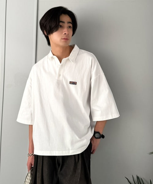 《JaVaジャバコラボ》ヘビロテ確定。綿100％ヘビーウェイト素材スーパーワイドシルエット衿ポロシャツ jo1320009