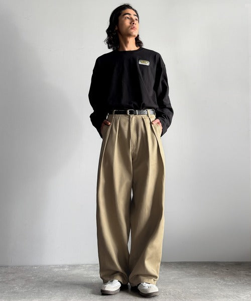【Classical Origin】「オールシーズン大活躍。」 綿100％インツータック仕様ワイドバルーンパンツ／Inverted Two-Tuck Wide Balloon Pants co0780006