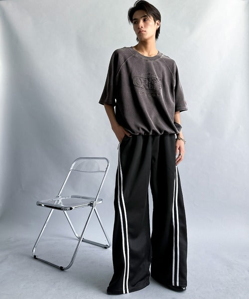 《JaVa ジャバコラボ》裾はドロストでお好みのシルエットに。ヴィンテージライクな半袖ロゴスウェット jm1029126