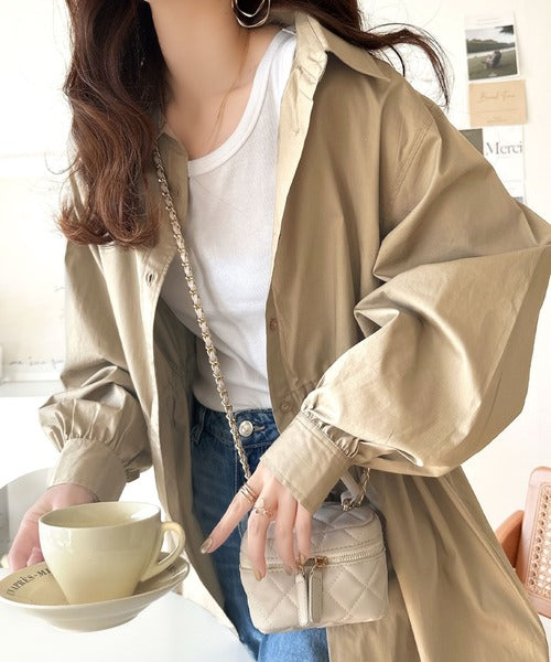 これ一枚でアウターとしても活躍♪綿100％ロングシャツワンピース（長袖） ce1020225