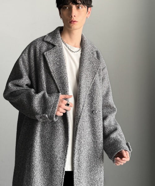 【Classical Origin】「余裕を魅せる。」フェイクウールロングチェスターコート／Fake Wool Long Chester Coat ao1010465