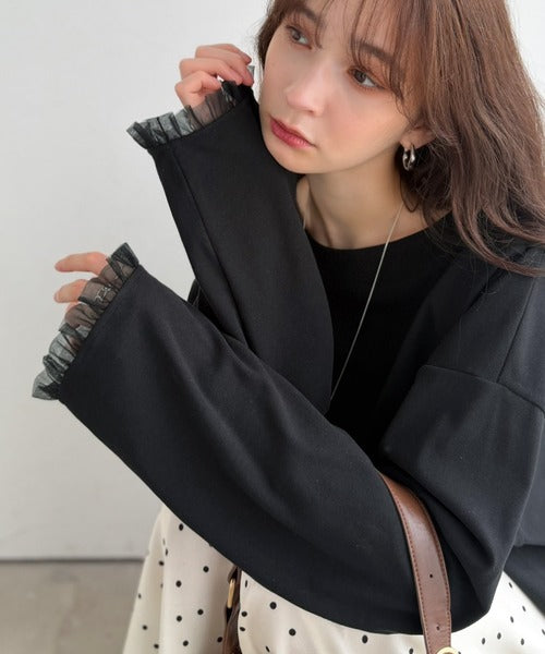 くしゅっと愛されボリューム袖。袖先フリルチュールトップス（長袖） ce1020383