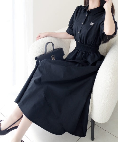【mily bilet】上品なディテールと華やかさ。胸刺繍フリルスカートワンピース mi1019080