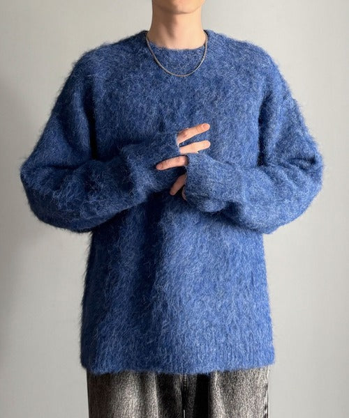 【Classical Origin】「深みのある1着。」ミックスシャギー素材クルーネックセーター／Mixed Shaggy Crew Neck Sweater co0780010