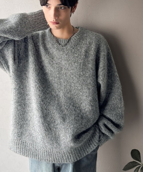 【Classical Origin】「深みのある大人に。」クルーネックミックスカラー糸ニット（長袖）/Crew neck mixed color knit ao1020308