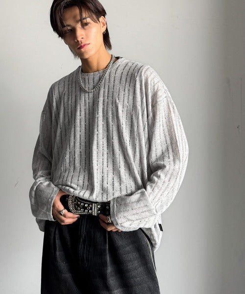 【Classical Origin】「シンプルに魅せる。」グランジモードリラックスシアープルオーバー（長袖）/Grunge Mode Relaxed Pullover co1010027
