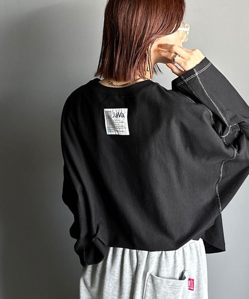 《JaVaジャバコラボ》ゆるっと大人カジュアル。綿100％ドルマンスリーブカットロンTEE（長袖） jv1260489
