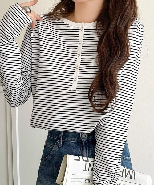 シンプルだからこそ、こだわりたい。シルケット加工ドット釦ヘンリーTシャツ（長袖） ce1020314