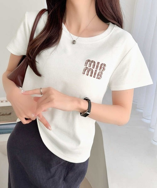 【mily bilet】スタイルよく、着心地いい。絶対使えるシンプルT♪ワッペンコンパクトTシャツ（半袖） mi1329084