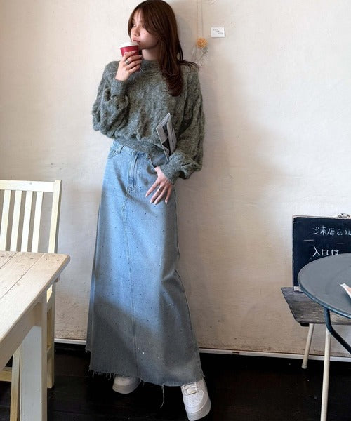 【mily bilet】ふんわり立体感で冬コーデを格上げ◎プレート使いポコポコミックスニットプルオーバー mi1259021
