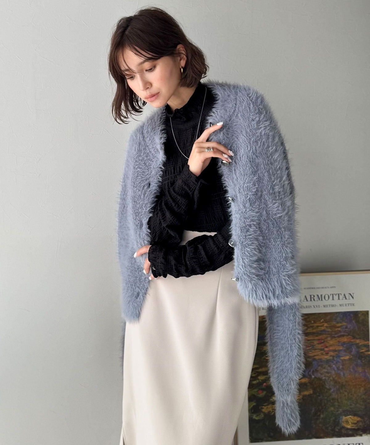 ほんのり透け感、シアー感で魅せる♪シャーリングシアーハイネックトップス（長袖） ce1010474