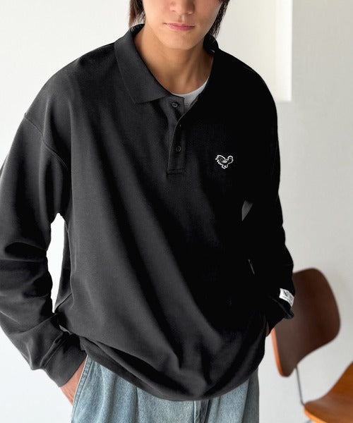 【Classical Origin】「上質な日常。」胸刺繍入り鹿の子ポロシャツ（長袖）／Embroidery Basic Polo Shirt co1150052