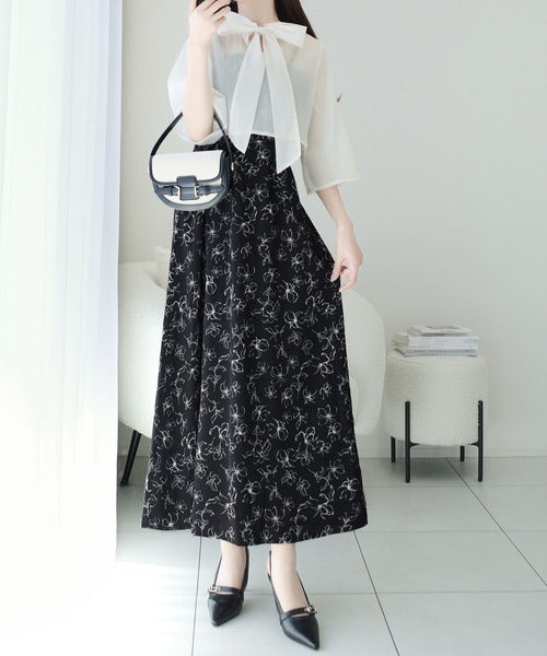 【mily bilet】透け感コーデ でつくる、映えガーリー。前後2WAY花柄シアーボレロセットアップキャミワンピース mi1139082