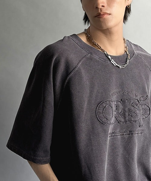 《JaVa ジャバコラボ》裾はドロストでお好みのシルエットに。ヴィンテージライクな半袖ロゴスウェット jm1029126