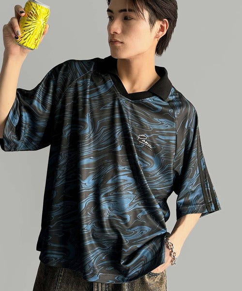 《JaVaジャバコラボ》ラインストーン使い総柄ゲーム半袖Tシャツ jo1150023
