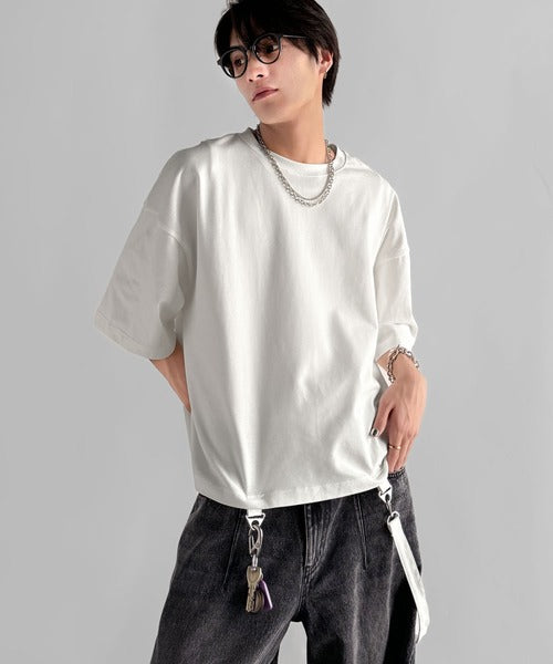 Belt Design Transformable Cropped T-Shirt／脱着式ベルトデザインショート丈Tシャツ co1150015
