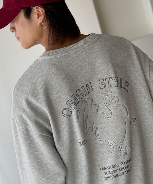 【Classical Origin】バックスタイルで魅せるベーシックな一枚。Rooster Back Embroidered Sweat Trainer／ルースターバック刺繍スウェットトレーナー co1010039