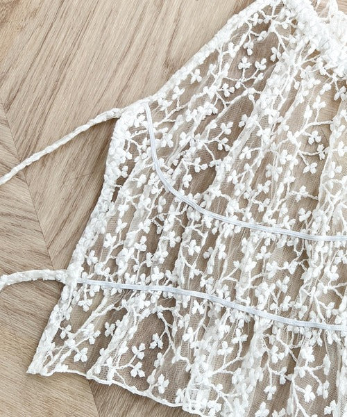 コーディネートに鮮度を加える。フラワー刺繍チュールリボンキャミビスチェ ce1070113