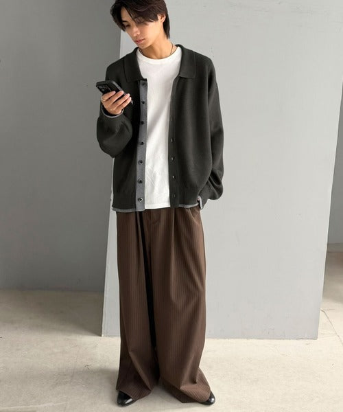 きちんと感に、差し色の遊び心を。ミラノリブ配色ニットシャツ / MILANO RIB COLOR BLOCK KNIT SHIRT co1020004