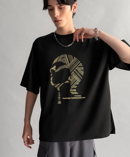 「視線を独り占め。」フェイスグラフィックオーバーサイズTシャツ／Face Graphic Oversized Double-Knit T-Shirt co1010006