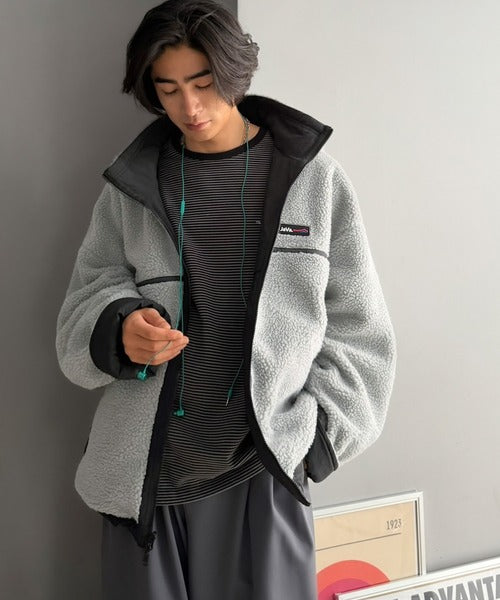 《JaVaジャバコラボ》暖か、想像以上。ナイロン×ボア リバーシブルスタンドカラーブルゾン jm1070231