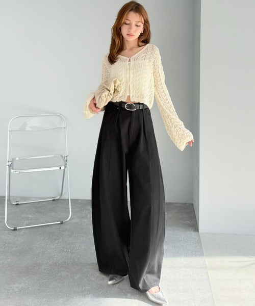 【mily bilet】後ろ姿映え確定♪インして可愛い、春夏のマストアイテム。 綿100%切り替えタックカーブパンツ mi0789011